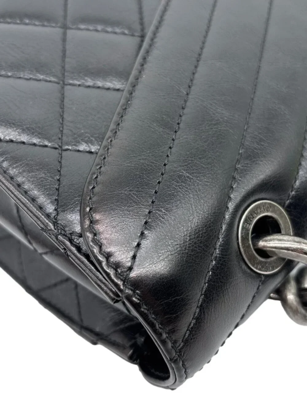 Chanel  Mad About Quilting Flap Medium Quilted Calfskin Leather Shoulder Bag Bla